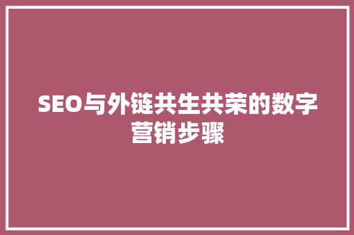 SEO与外链共生共荣的数字营销步骤