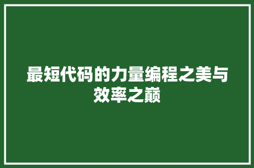 最短代码的力量编程之美与效率之巅