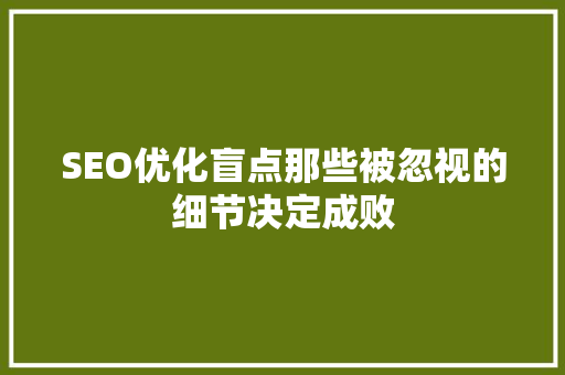 SEO优化盲点那些被忽视的细节决定成败