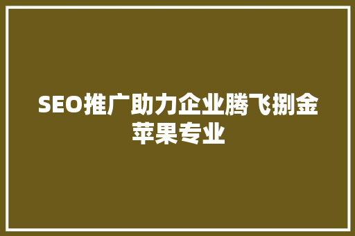 SEO推广助力企业腾飞捌金苹果专业