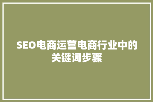 SEO电商运营电商行业中的关键词步骤