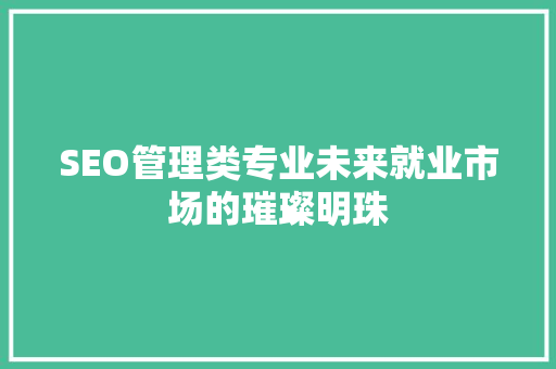 SEO管理类专业未来就业市场的璀璨明珠