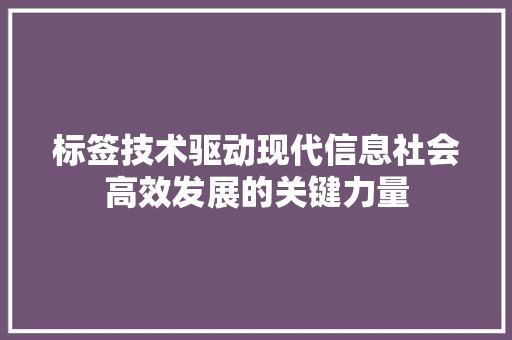 标签技术驱动现代信息社会高效发展的关键力量