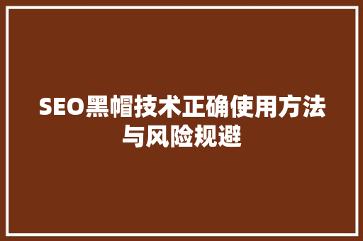SEO黑帽技术正确使用方法与风险规避