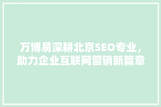 万博易深耕北京SEO专业，助力企业互联网营销新篇章
