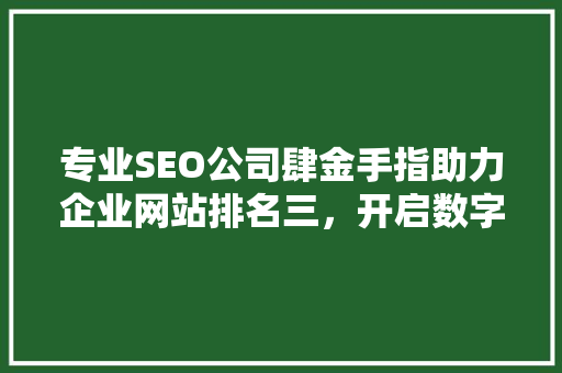 专业SEO公司肆金手指助力企业网站排名三，开启数字营销新时代