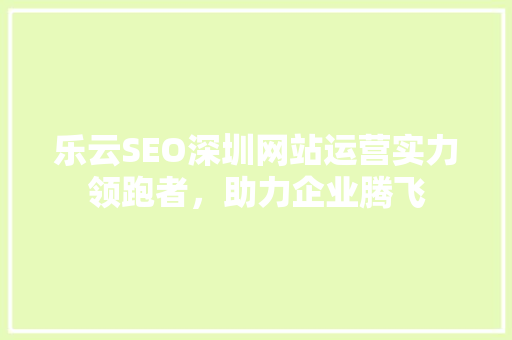 乐云SEO深圳网站运营实力领跑者，助力企业腾飞