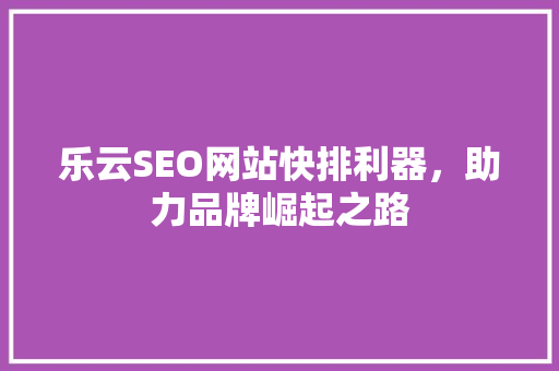 乐云SEO网站快排利器，助力品牌崛起之路
