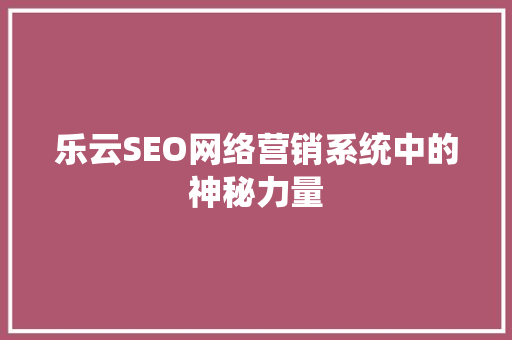 乐云SEO网络营销系统中的神秘力量