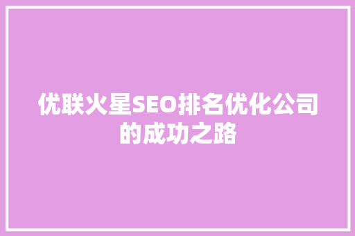 优联火星SEO排名优化公司的成功之路