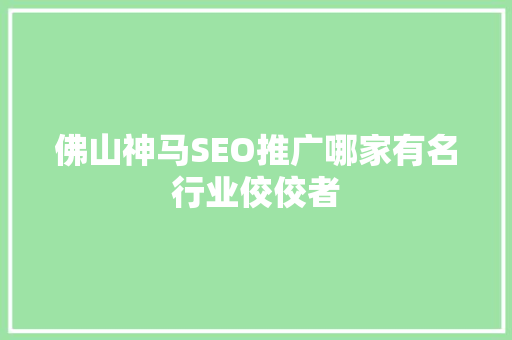 佛山神马SEO推广哪家有名行业佼佼者