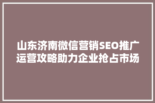 山东济南微信营销SEO推广运营攻略助力企业抢占市场制高点