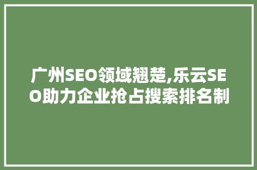广州SEO领域翘楚,乐云SEO助力企业抢占搜索排名制高点