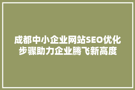成都中小企业网站SEO优化步骤助力企业腾飞新高度