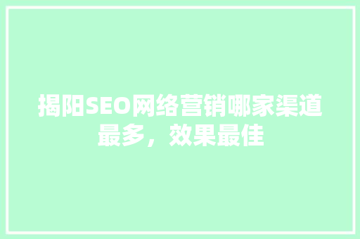 揭阳SEO网络营销哪家渠道最多，效果最佳