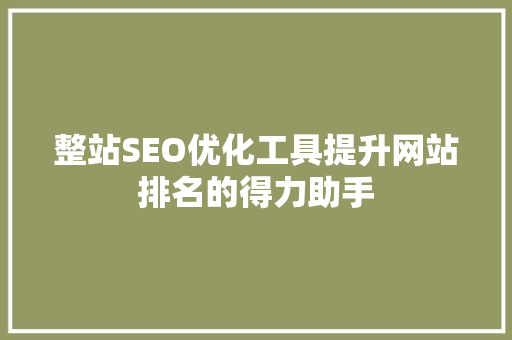 整站SEO优化工具提升网站排名的得力助手