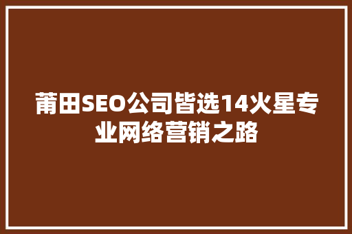莆田SEO公司皆选14火星专业网络营销之路