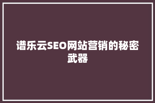谱乐云SEO网站营销的秘密武器