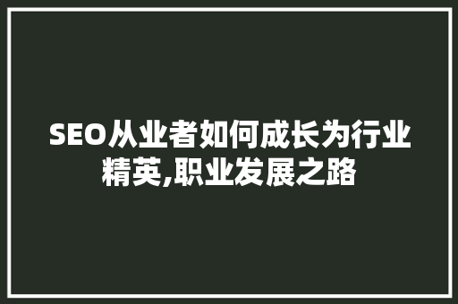 SEO从业者如何成长为行业精英,职业发展之路