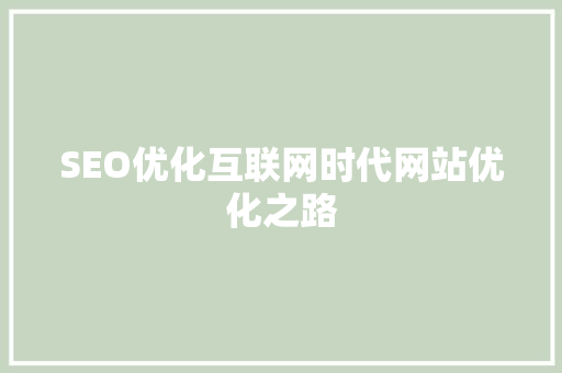 SEO优化互联网时代网站优化之路