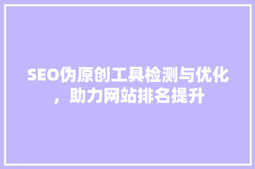 SEO伪原创工具检测与优化，助力网站排名提升