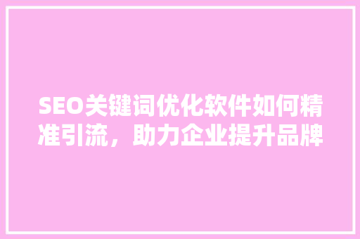 SEO关键词优化软件如何精准引流，助力企业提升品牌知名度