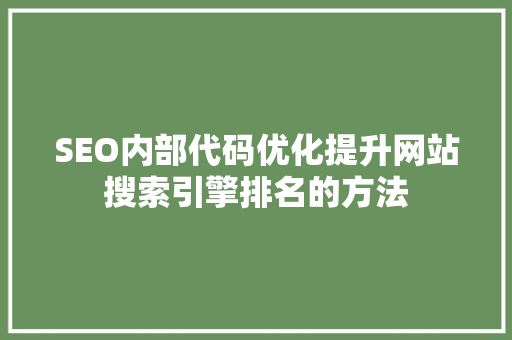 SEO内部代码优化提升网站搜索引擎排名的方法