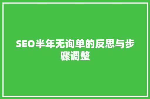 SEO半年无询单的反思与步骤调整