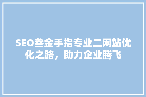 SEO叁金手指专业二网站优化之路，助力企业腾飞