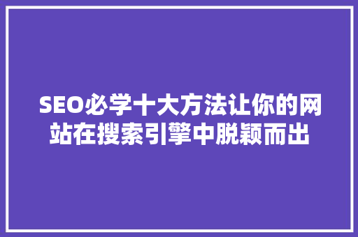 SEO必学十大方法让你的网站在搜索引擎中脱颖而出