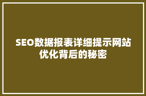 SEO数据报表详细提示网站优化背后的秘密