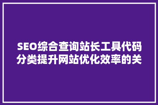 SEO综合查询站长工具代码分类提升网站优化效率的关键