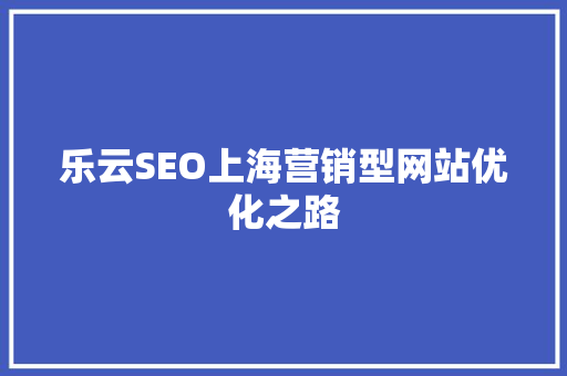 乐云SEO上海营销型网站优化之路