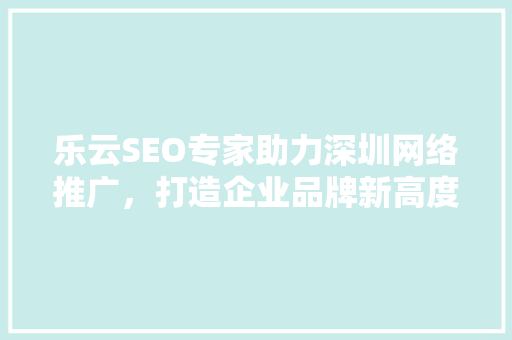 乐云SEO专家助力深圳网络推广，打造企业品牌新高度
