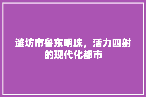 潍坊市鲁东明珠，活力四射的现代化都市