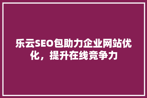乐云SEO包助力企业网站优化，提升在线竞争力