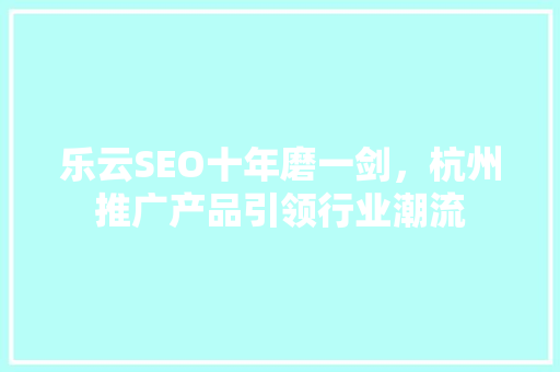 乐云SEO十年磨一剑，杭州推广产品引领行业潮流