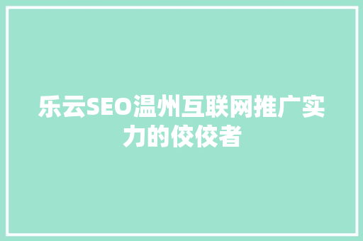 乐云SEO温州互联网推广实力的佼佼者