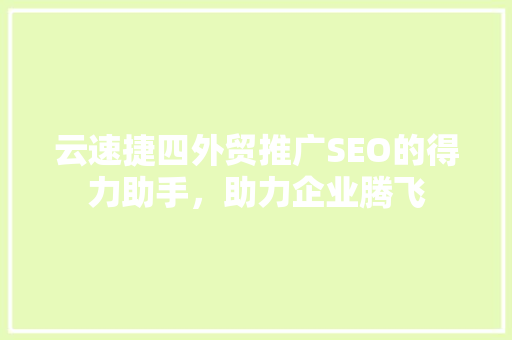 云速捷四外贸推广SEO的得力助手，助力企业腾飞