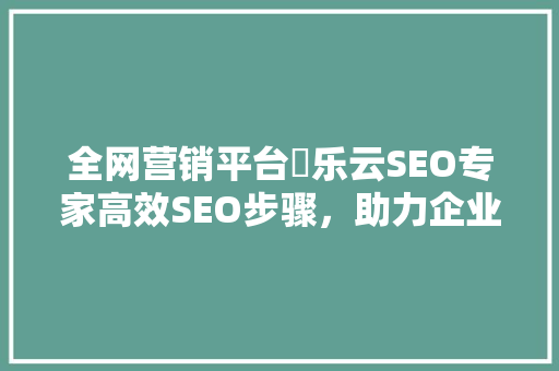 全网营销平台亅乐云SEO专家高效SEO步骤，助力企业腾飞