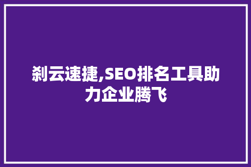 刹云速捷,SEO排名工具助力企业腾飞