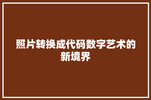 照片转换成代码数字艺术的新境界