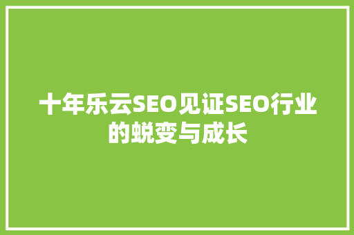 十年乐云SEO见证SEO行业的蜕变与成长