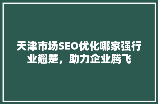 天津市场SEO优化哪家强行业翘楚，助力企业腾飞
