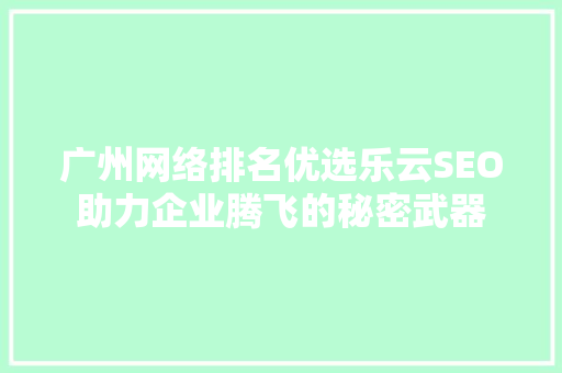 广州网络排名优选乐云SEO助力企业腾飞的秘密武器