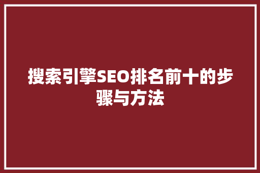 搜索引擎SEO排名前十的步骤与方法