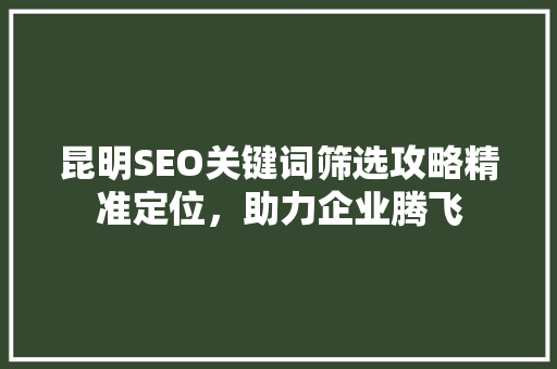 昆明SEO关键词筛选攻略精准定位，助力企业腾飞