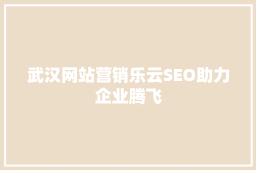 武汉网站营销乐云SEO助力企业腾飞