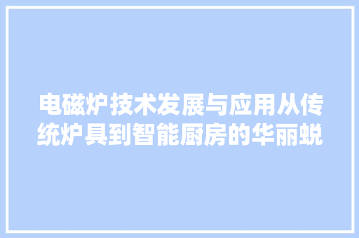 电磁炉技术发展与应用从传统炉具到智能厨房的华丽蜕变