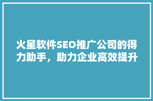 火星软件SEO推广公司的得力助手，助力企业高效提升网站排名